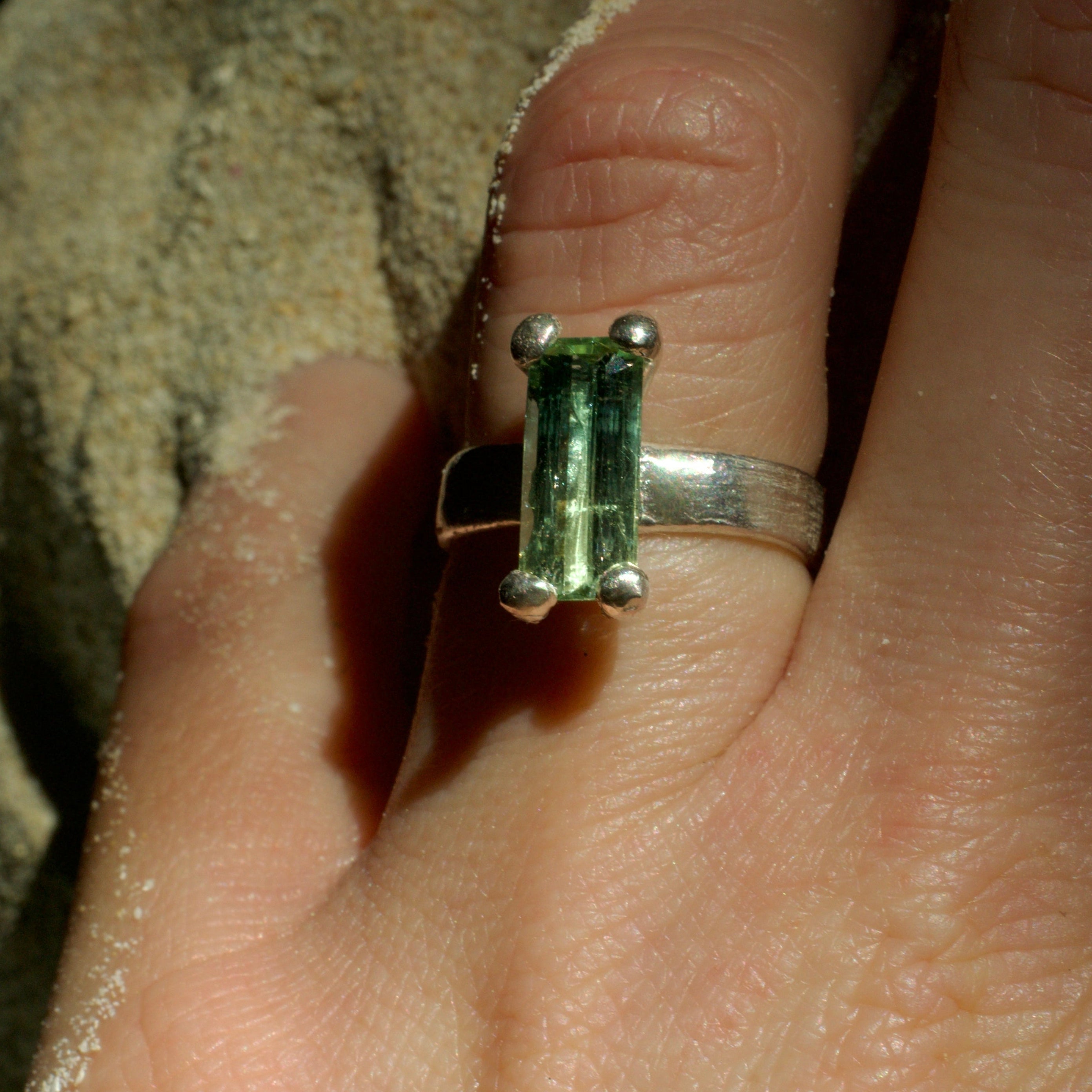 Tide Bi-Colour Green Tourmaline Sterling Silver Ring