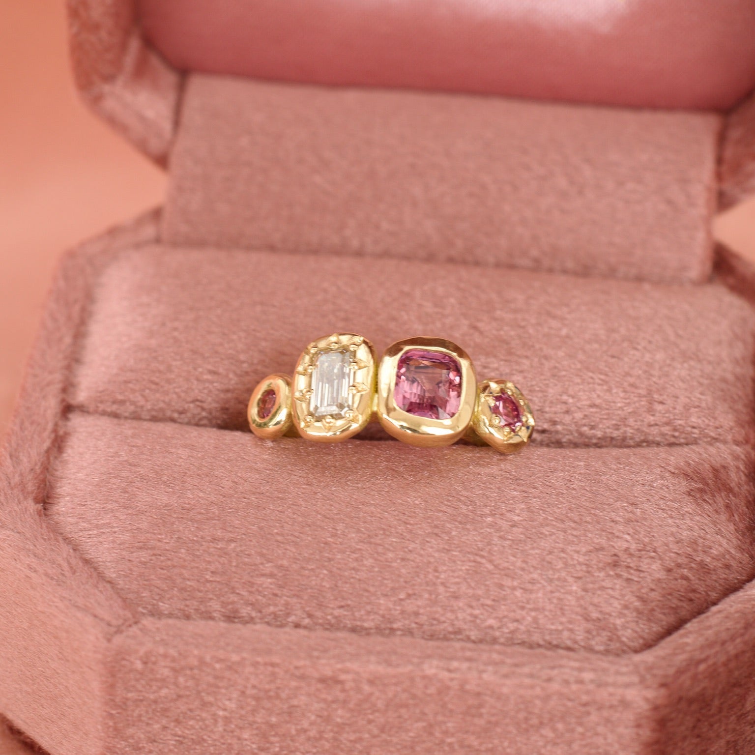 Lustre Sapphire and Diamond Engagement Ring