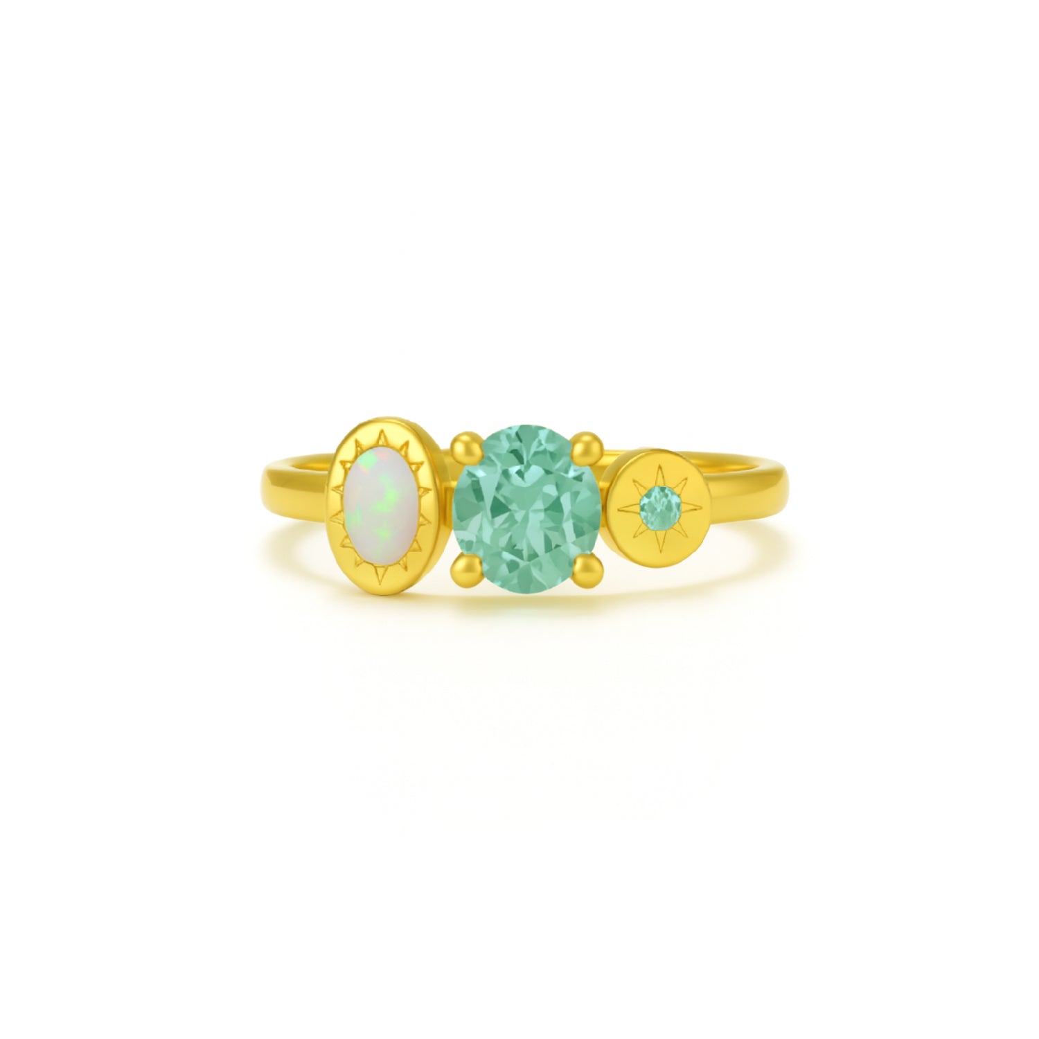 Glittering Isle Aquamarine, Opal & Topaz Ring