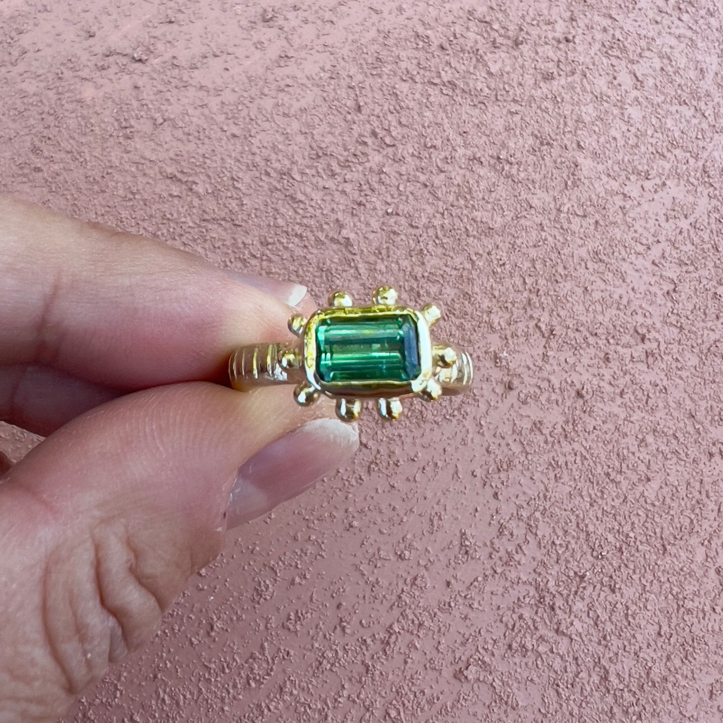 green grass tourmaline ring