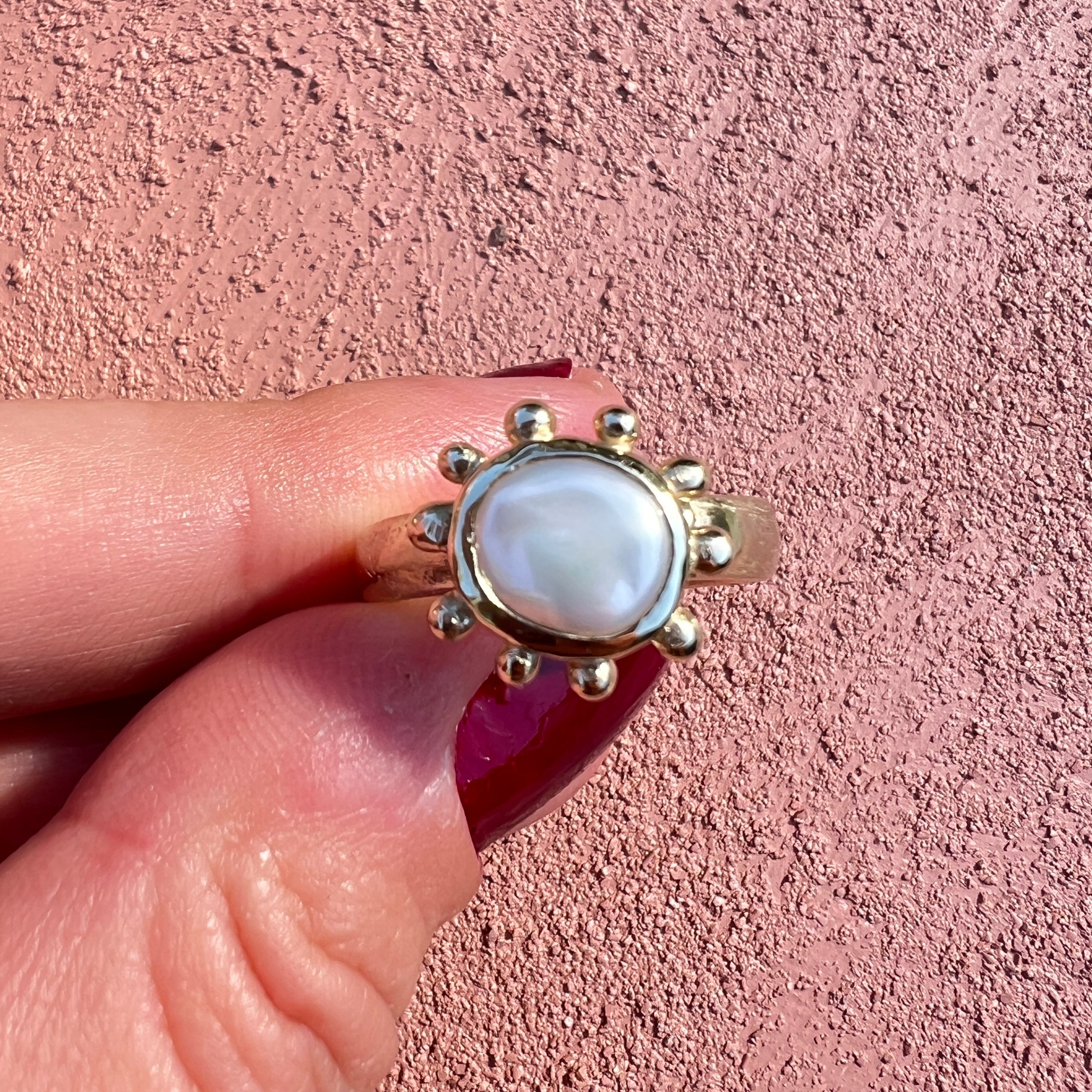 sunflower keshi pearl ring