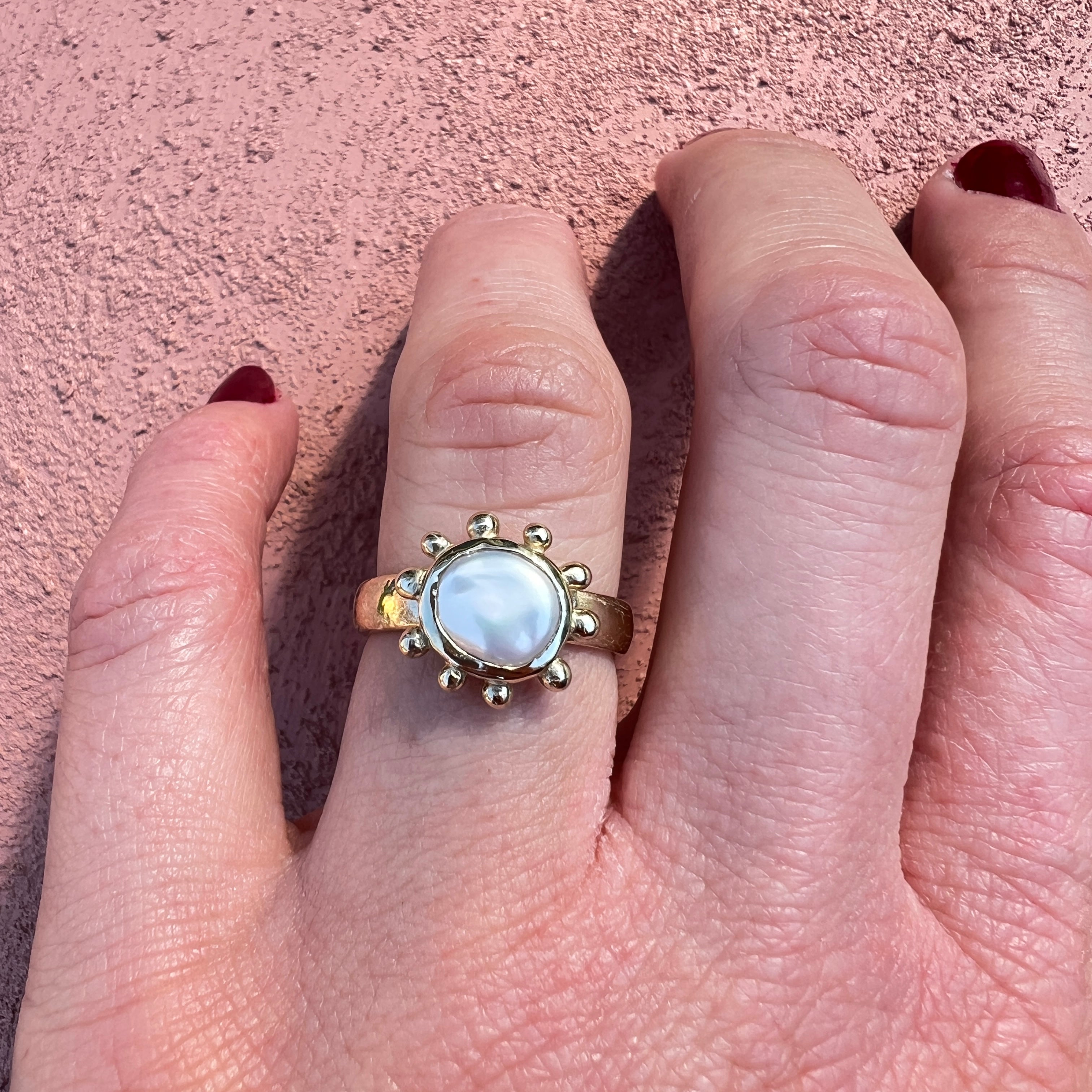 sunflower keshi pearl ring