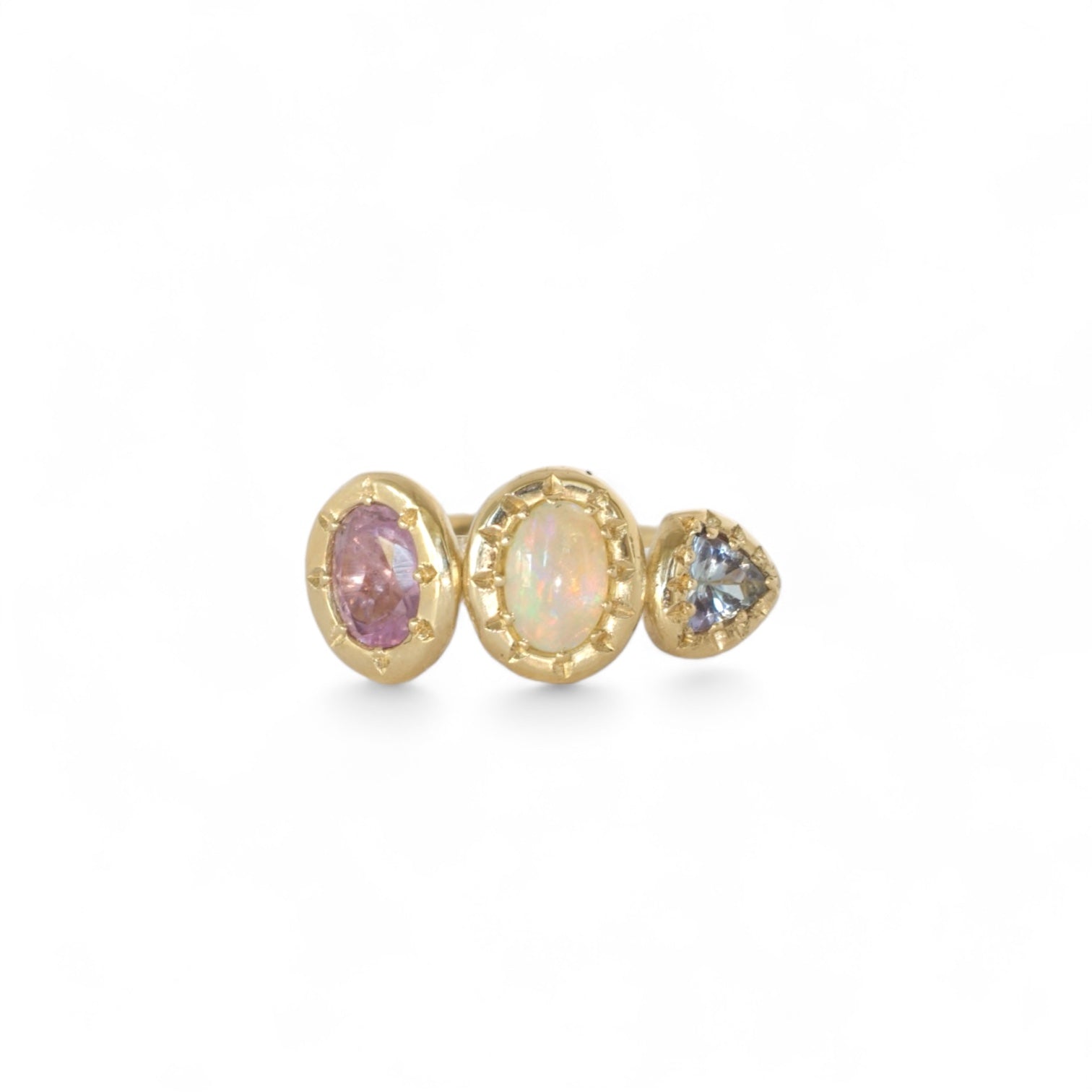romantic amethyst, opal & tanzanite ring