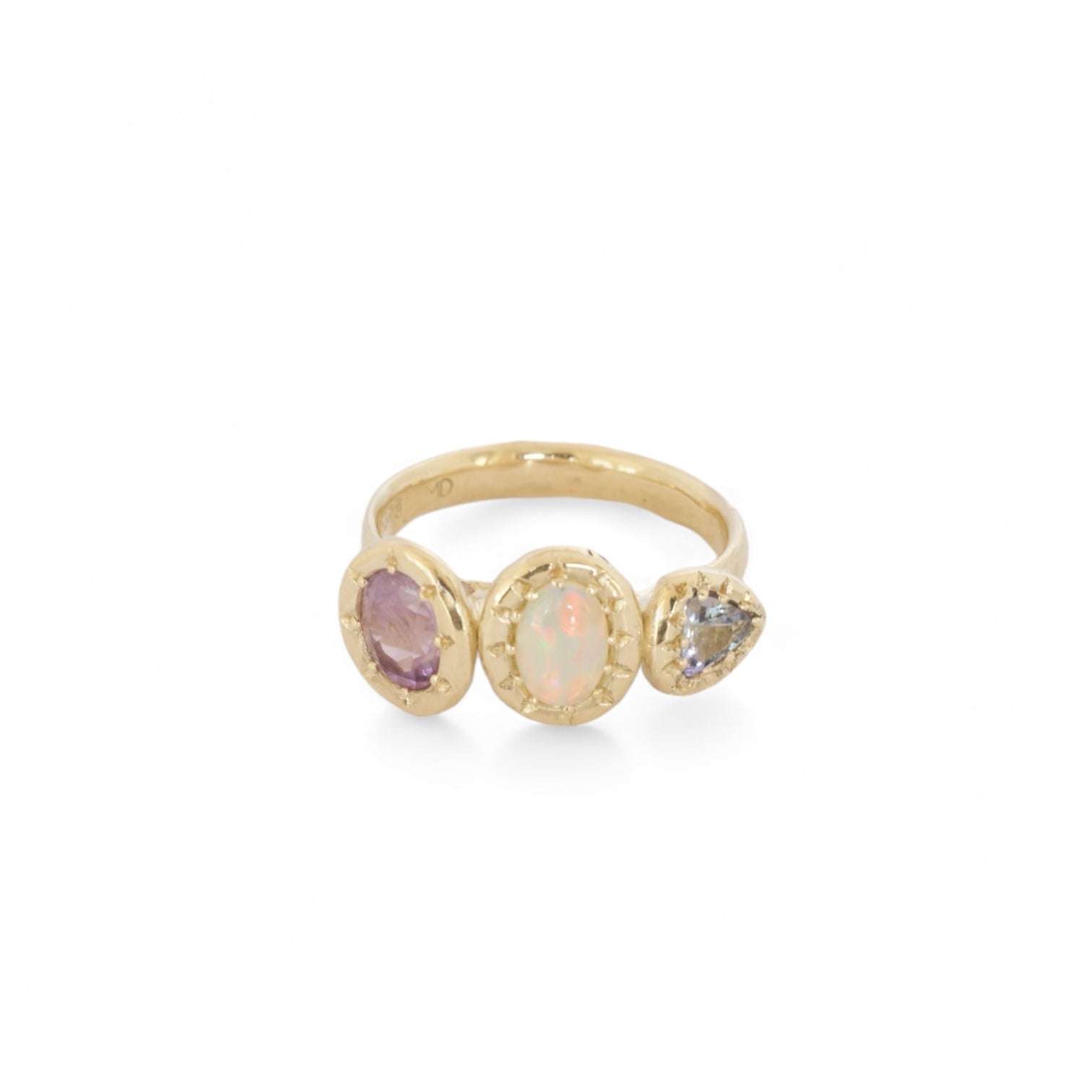 romantic amethyst, opal & tanzanite ring