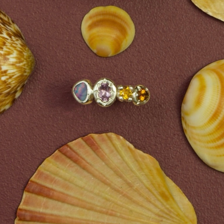 Solara Opal, Amethyst, Citrine & Tourmaline Sterling Silver Ring