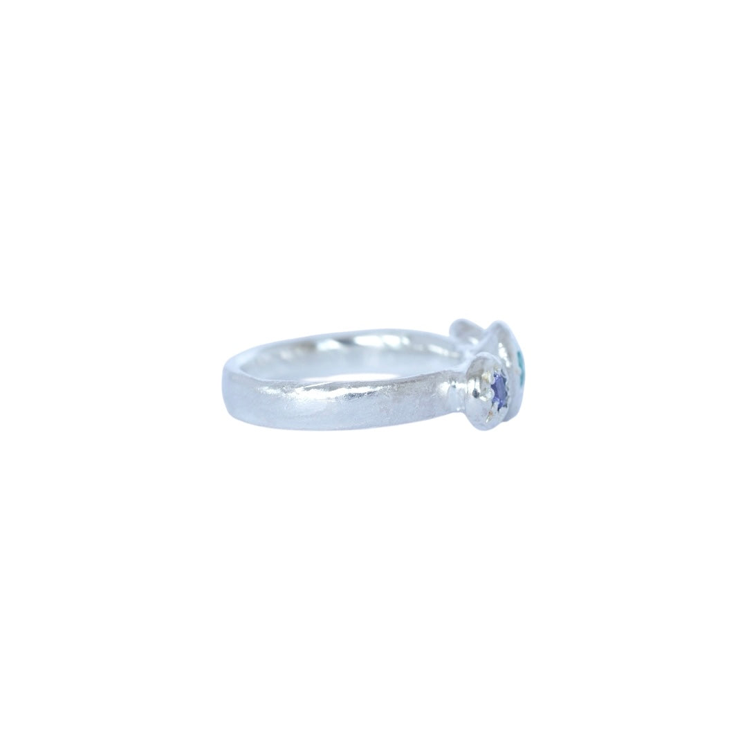 Nereid Emerald & Tanzanite Sterling Silver Ring