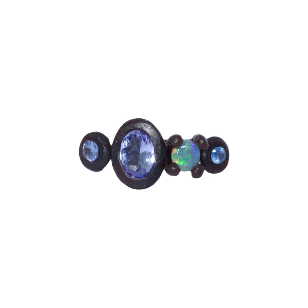 Opal Shores Opal, Tanzanite and Sapphire Ring