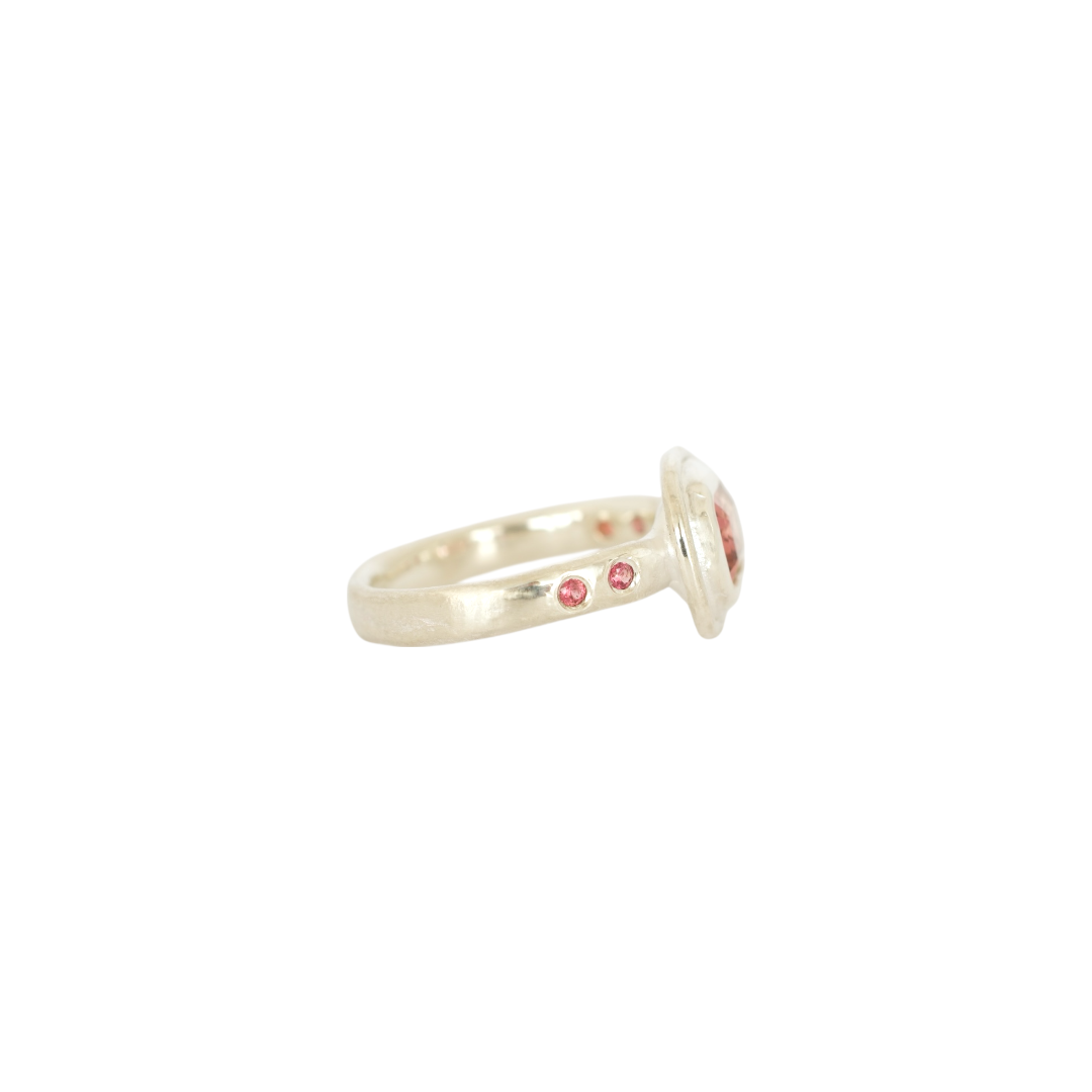 Heatwave Pink Tourmaline and Sapphire Ring